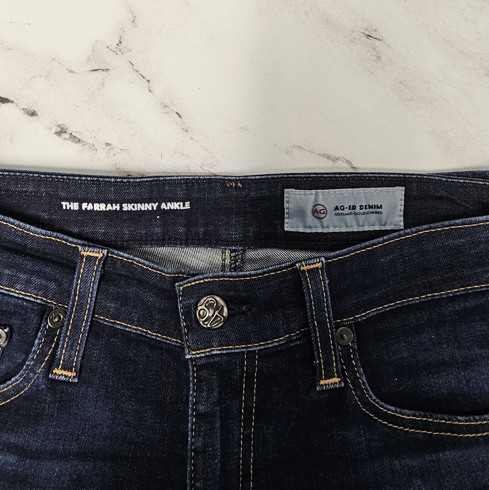 AG Adriano Goldschmied The Farrah Skinny Ankle High Rise Dark Blue Jeans‎ 27 - Picture 7 of 9